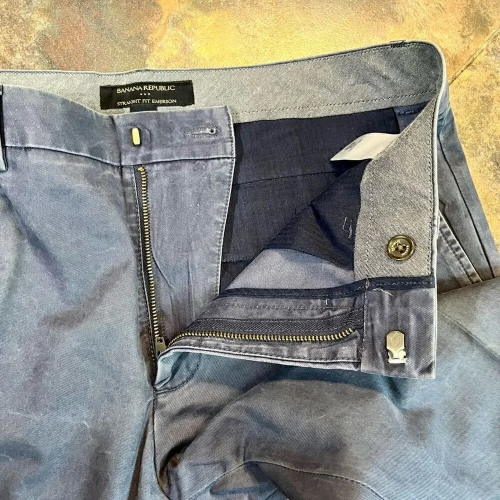 Banana Republic Straight Fit Emerson Navy Ship Blue Pants 32/34